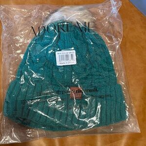 Adore Me Turquoise Knit Beanie with Pom Pom